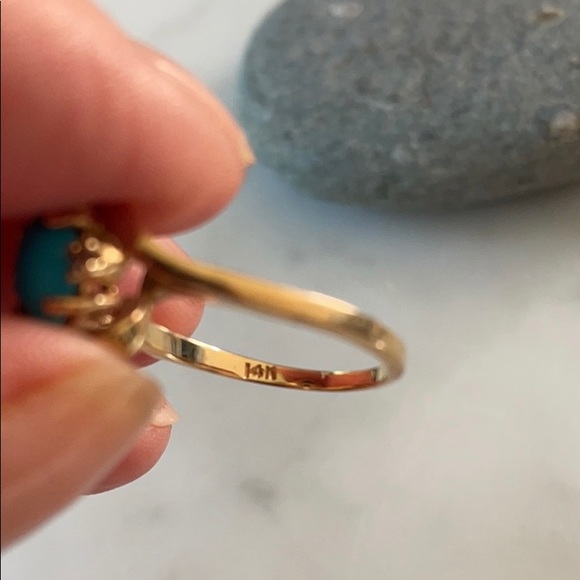 Vintage 14K Gold Native American Turquoise Ring - Picture 5 of 13